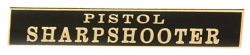 PISTOL SHARPSHOOTER AWARD PIN - CLEARANCE ITEM - GOLD ON BLACK.